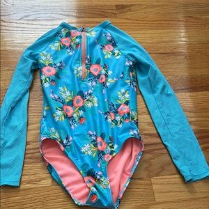 Floral Long Sleeve Kids Swimwear